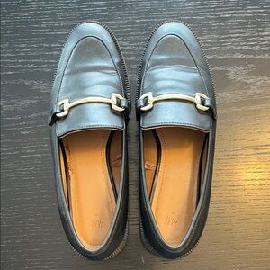 Black Loafers with Gold Accent